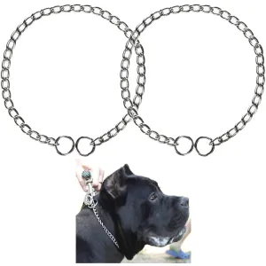 2 Pc Dog Puppy Training Choke Chain 20" Giant Slip Collar Metal Heavy Duty