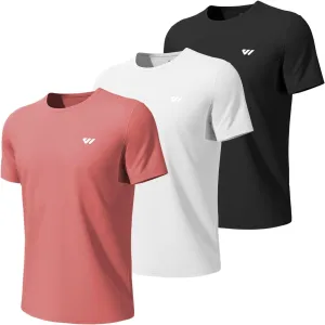 3-5 Pack Men Workout Shirts Quick Dry Running T-Shirt Short Sleeves Crew Neck Tee Athletic Moisture Wicking Gym Top UPF 50 