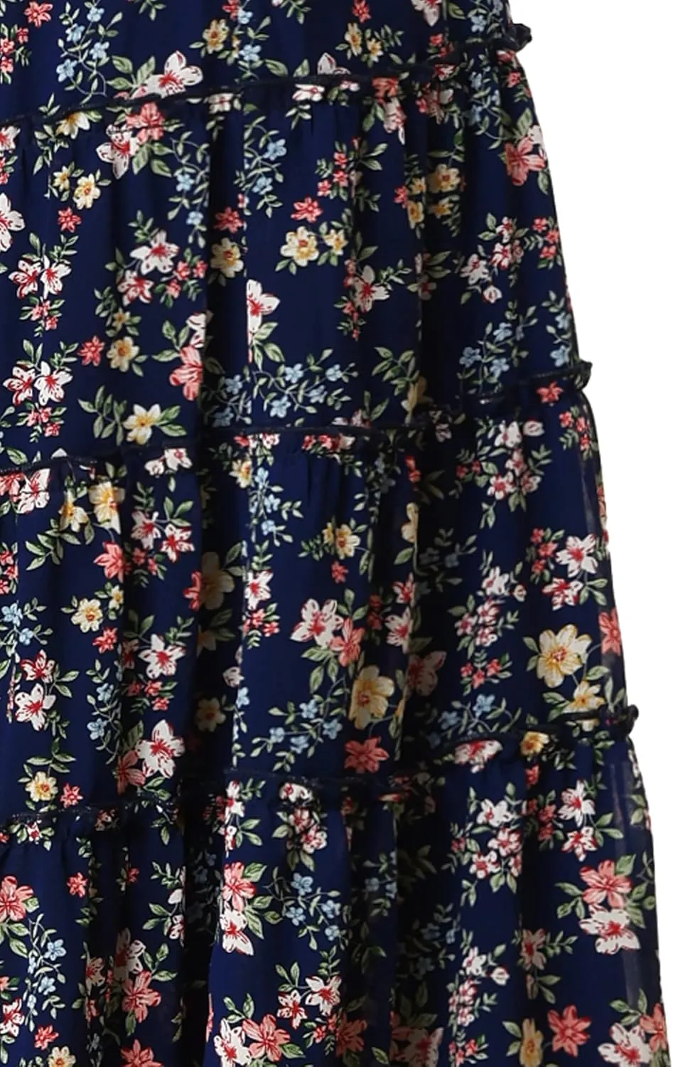 Allegra K Women's Floral Skirts Chiffon A-line Long Tiered Ruffle Boho Midi Skirt XS-3XL