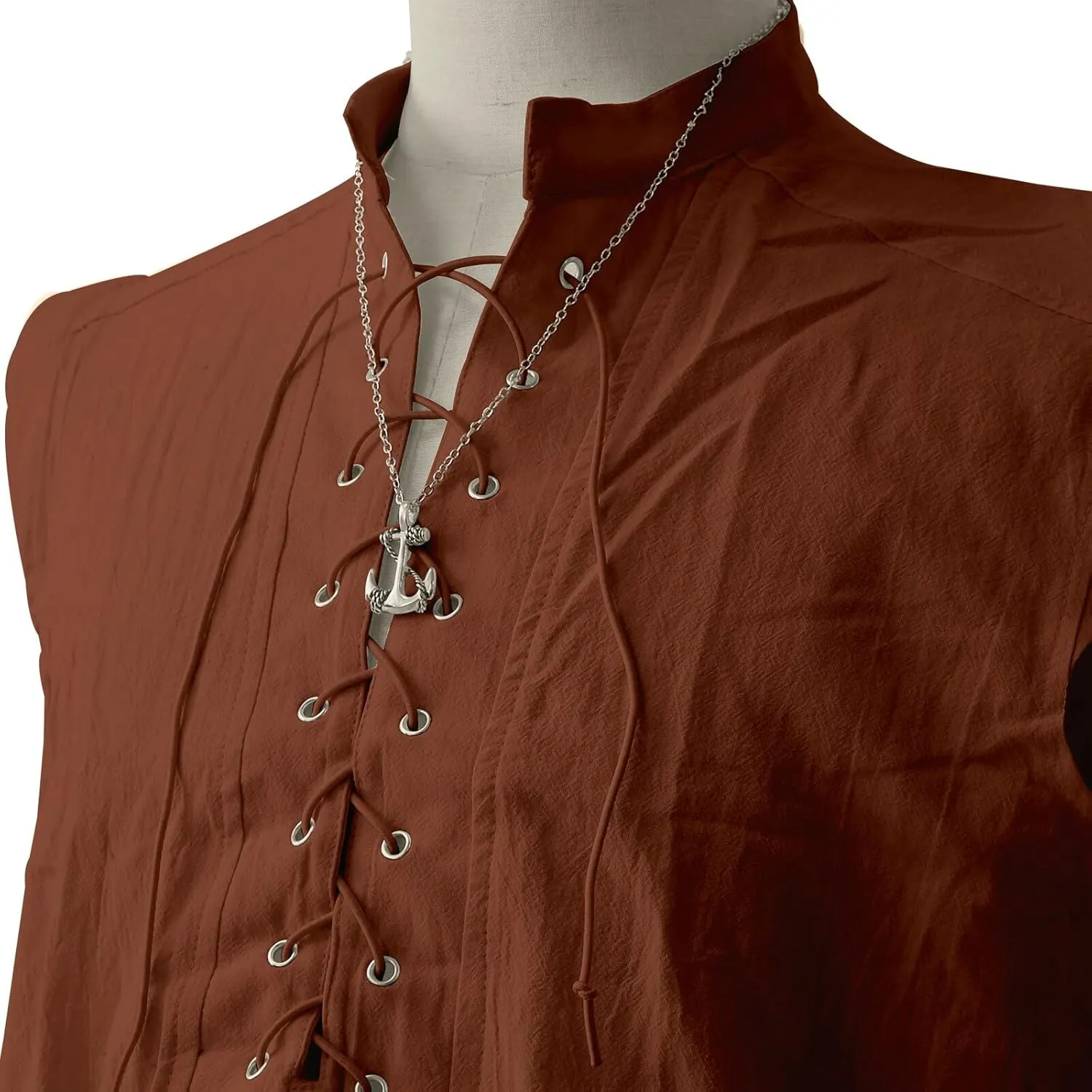 ATTBEA Mens Pirate Renaissance Costume Pirate Shirt Sleeveless Medieval Viking Gothic Celtic Pirate Vest for Men
