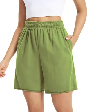 Auriviz Womens Sweat Shorts Comfy Cotton Casual Drawstring Shorts Workout Lounge High Waisted Summer Shorts with Pockets