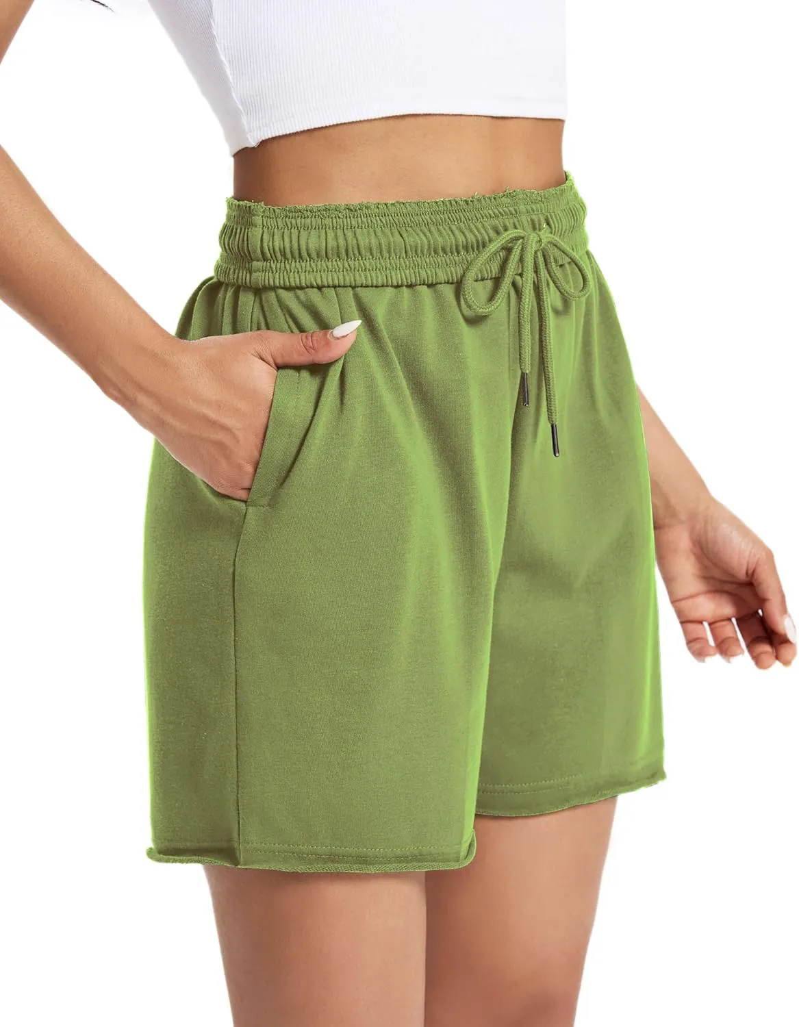 Auriviz Womens Sweat Shorts Comfy Cotton Casual Drawstring Shorts Workout Lounge High Waisted Summer Shorts with Pockets