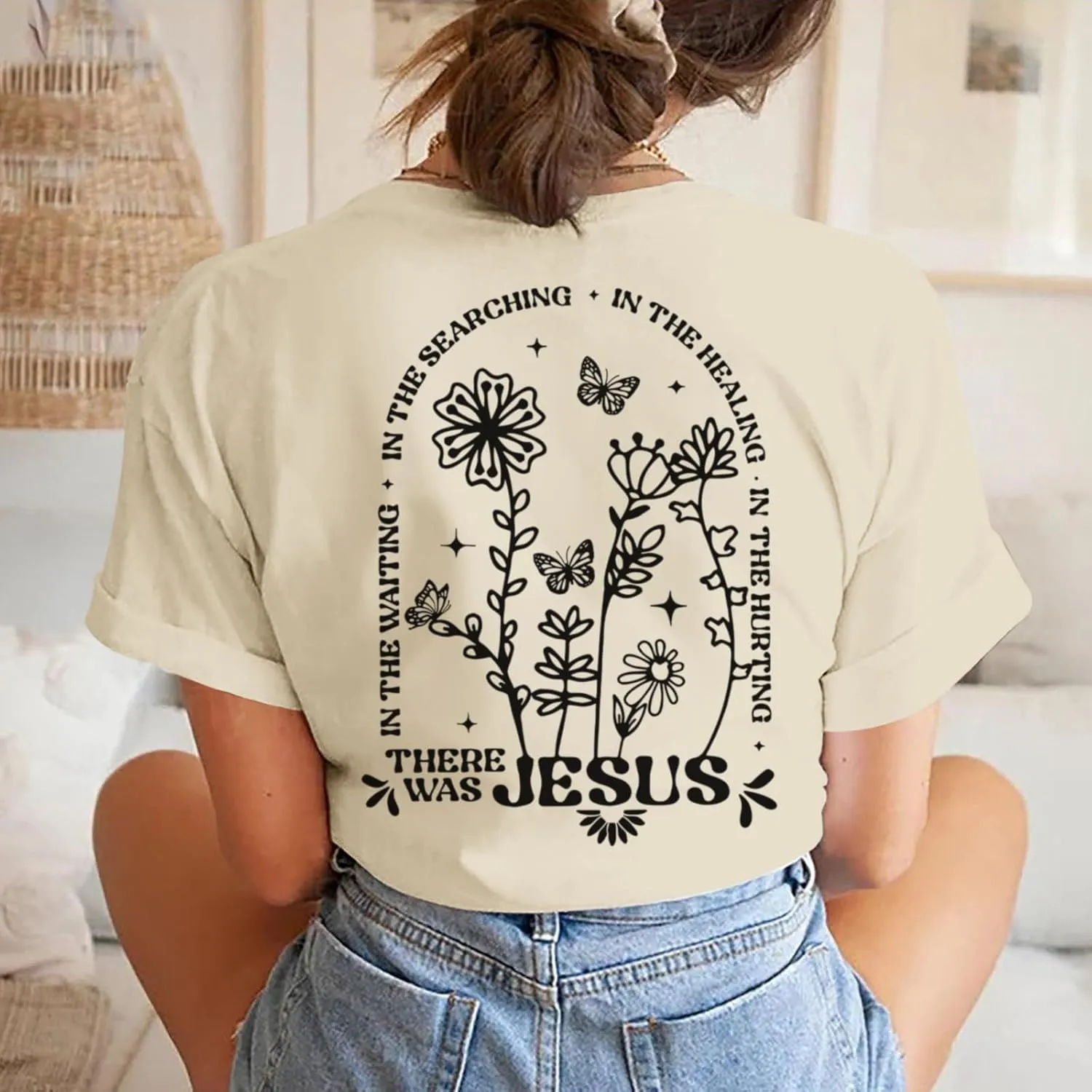 BINTEHGS Christian Jesus Shirts for Women Religious Faith Boho Graphic Tees God Inspirational Bible Verse Tshirts Clothing
