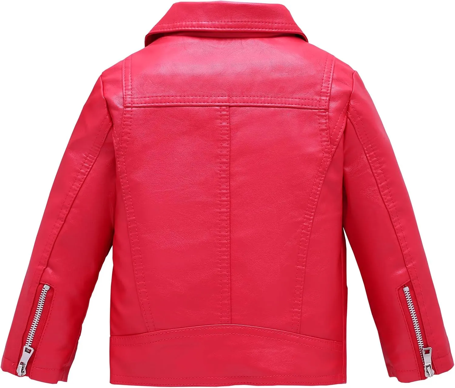 Boys Girls Trendy Stand Collar PU Leather Moto Jacket Leather Top Coat 3-12Years
