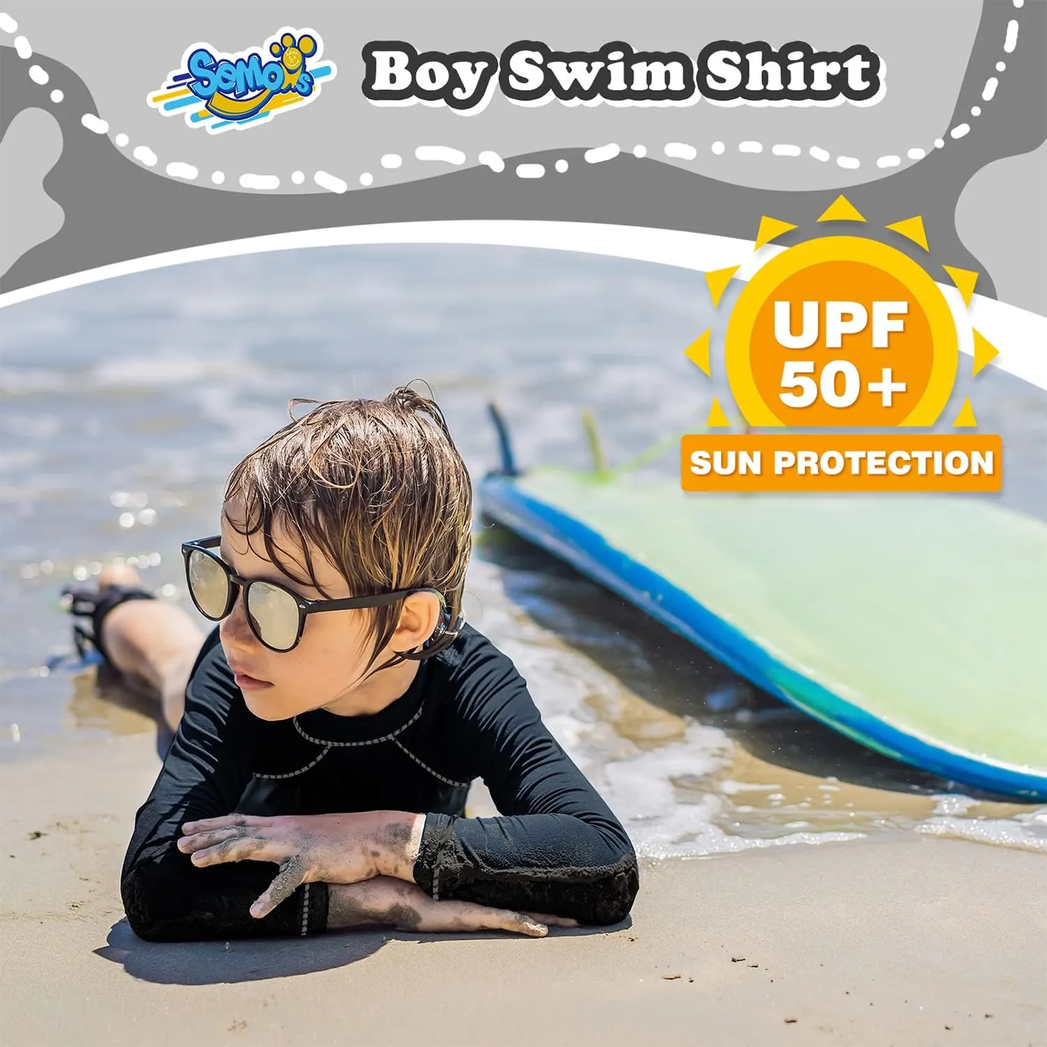 Boys' Rash Guard Long Sleeve UPF 50 Sun Shirts for Toddler Kids Rashguard Water Swimming