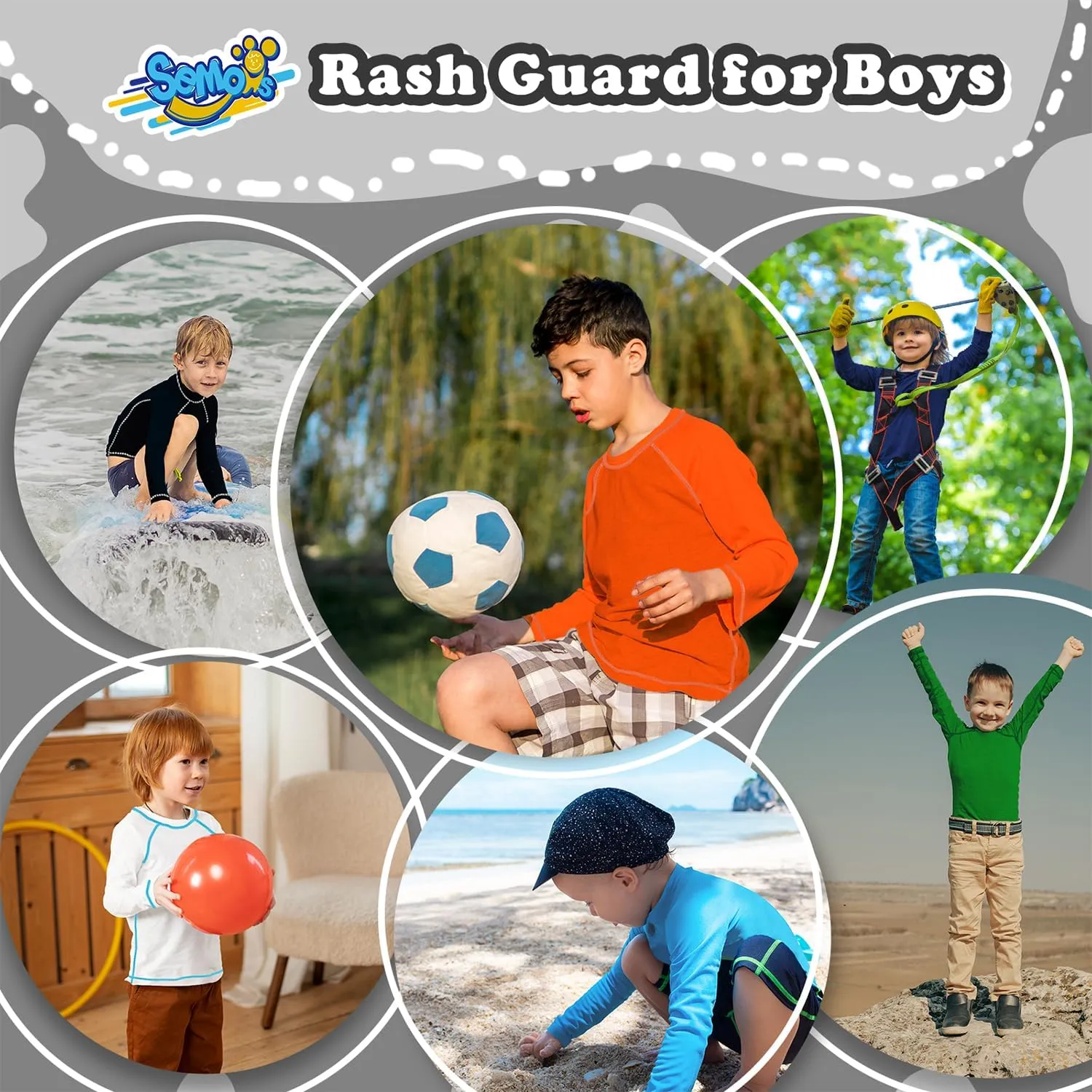 Boys' Rash Guard Long Sleeve UPF 50 Sun Shirts for Toddler Kids Rashguard Water Swimming