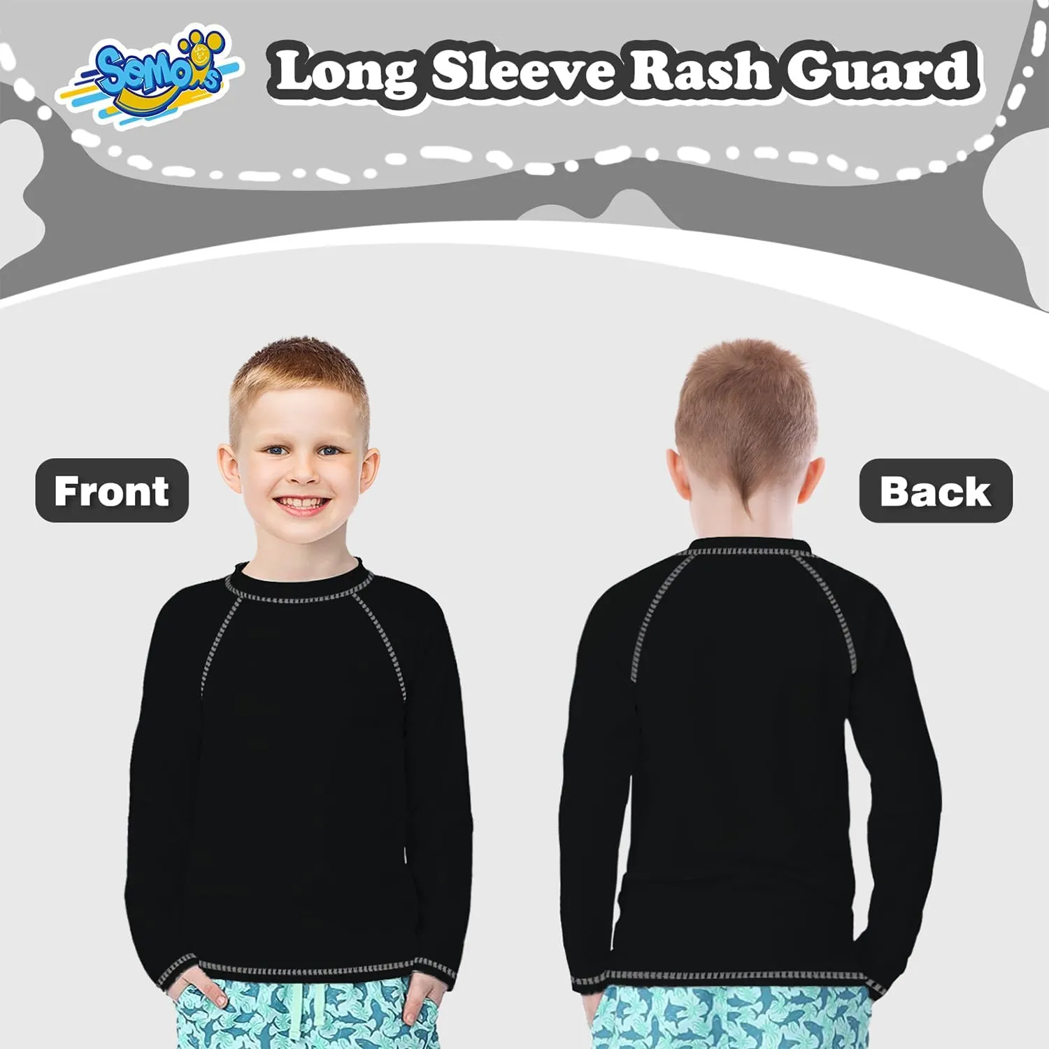 Boys' Rash Guard Long Sleeve UPF 50 Sun Shirts for Toddler Kids Rashguard Water Swimming
