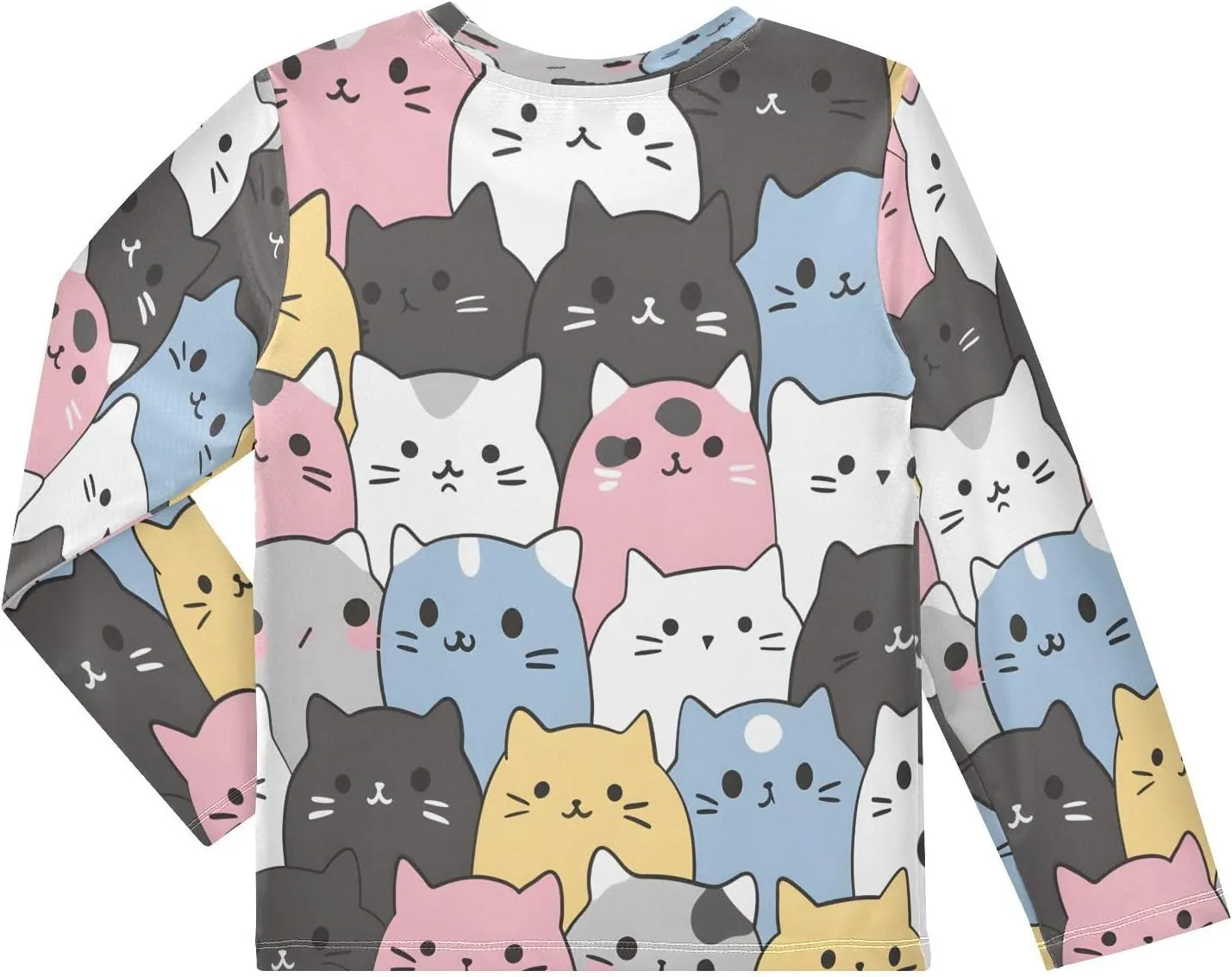 Boys Rash Guard Swim Shirt Long Sleeve UPF  50 Sun Shirts Quick Dry Shirt Cats in The Style of Sanrio for Toddler Kids