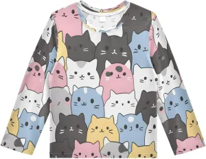 Boys Rash Guard Swim Shirt Long Sleeve UPF  50 Sun Shirts Quick Dry Shirt Cats in The Style of Sanrio for Toddler Kids