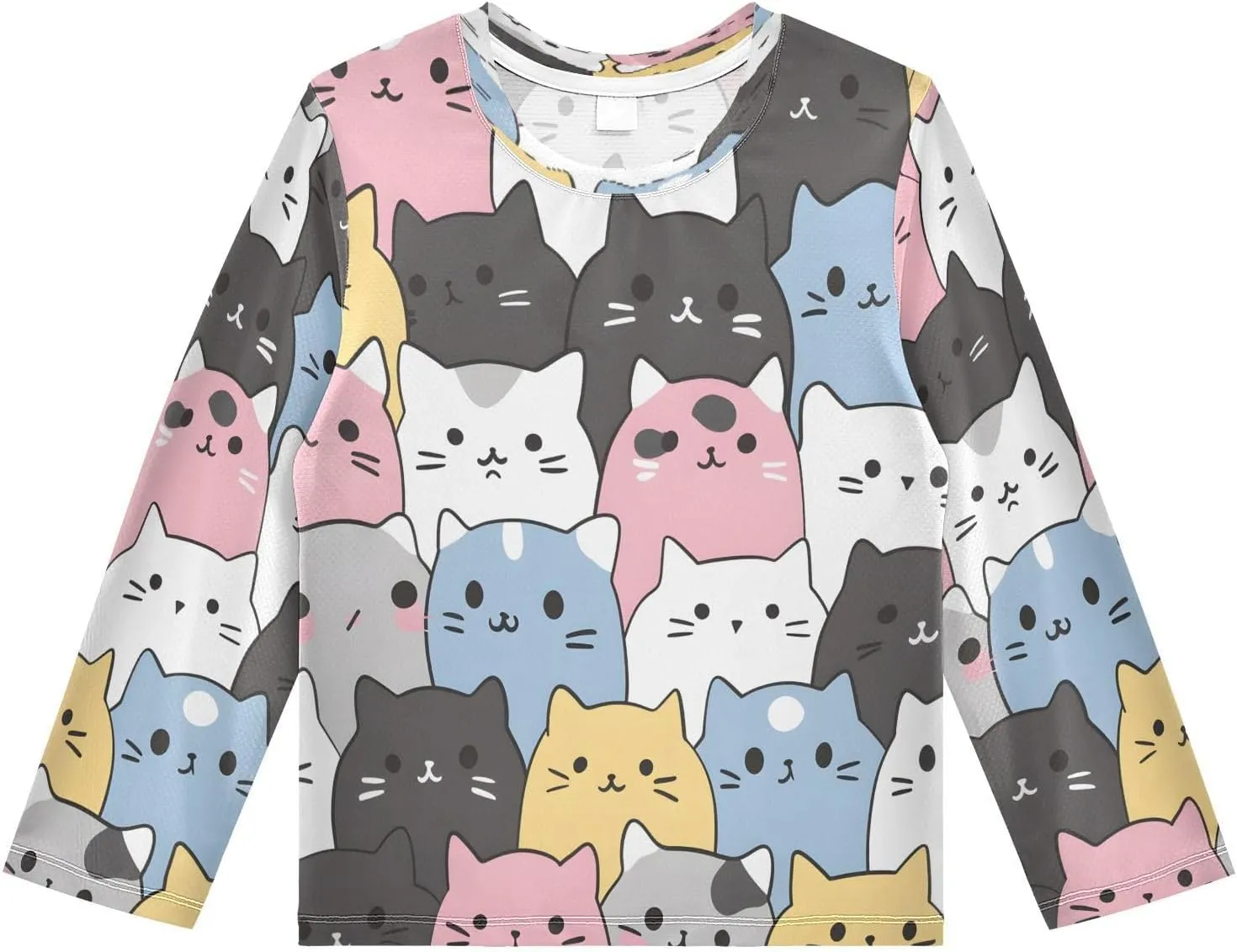 Boys Rash Guard Swim Shirt Long Sleeve UPF  50 Sun Shirts Quick Dry Shirt Cats in The Style of Sanrio for Toddler Kids