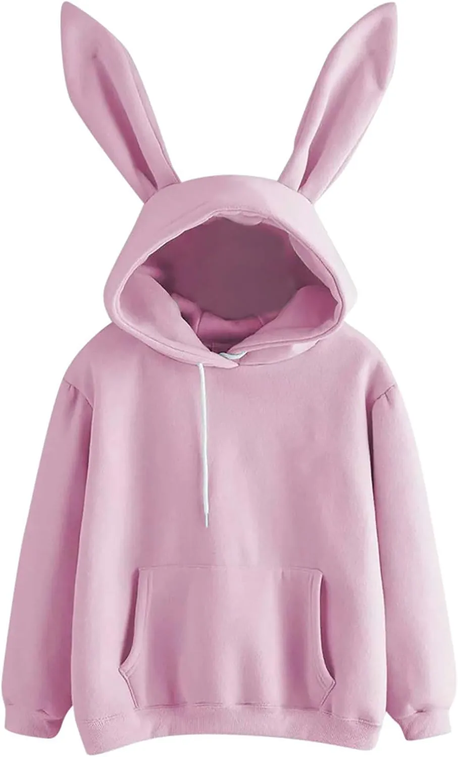 Bunny Sweater with Ears Long Sleeve Animal Hoodies with Ears with Hood Cute Bunny Ear Solid Y2K Hoodies Kawaii