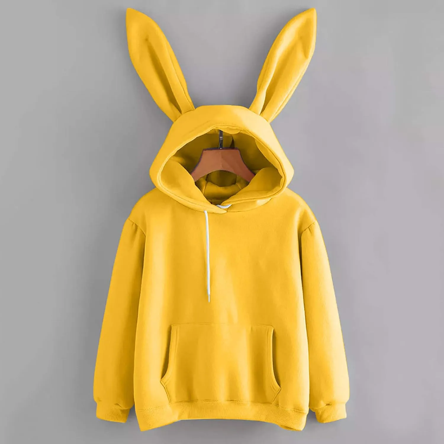 Bunny Sweater with Ears Long Sleeve Animal Hoodies with Ears with Hood Cute Bunny Ear Solid Y2K Hoodies Kawaii