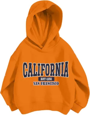 California Hoodies for Girls Graphic Letter Print Pullover Oversized Sweatshirts Long Sleeve Casual Loose Tops Preppy Clothes