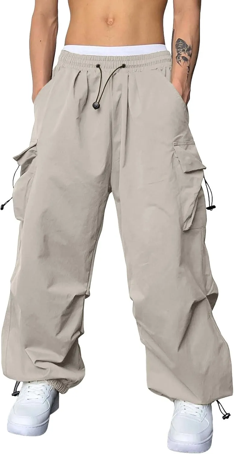 Cargo Work Pant for Men Stretchy Casual Joggers Drawstring Waist Combat Pant with Pockets