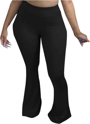 Comfy Bootcut Yoga Pants High Waist Tummy Control Wide Leg Long Palazzo Bell Bottom Flare Pants Trousers Plus Size