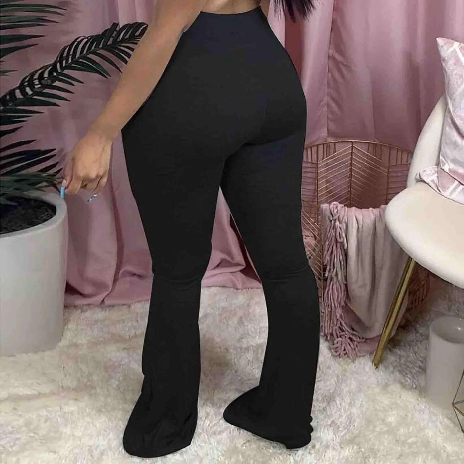 Comfy Bootcut Yoga Pants High Waist Tummy Control Wide Leg Long Palazzo Bell Bottom Flare Pants Trousers Plus Size