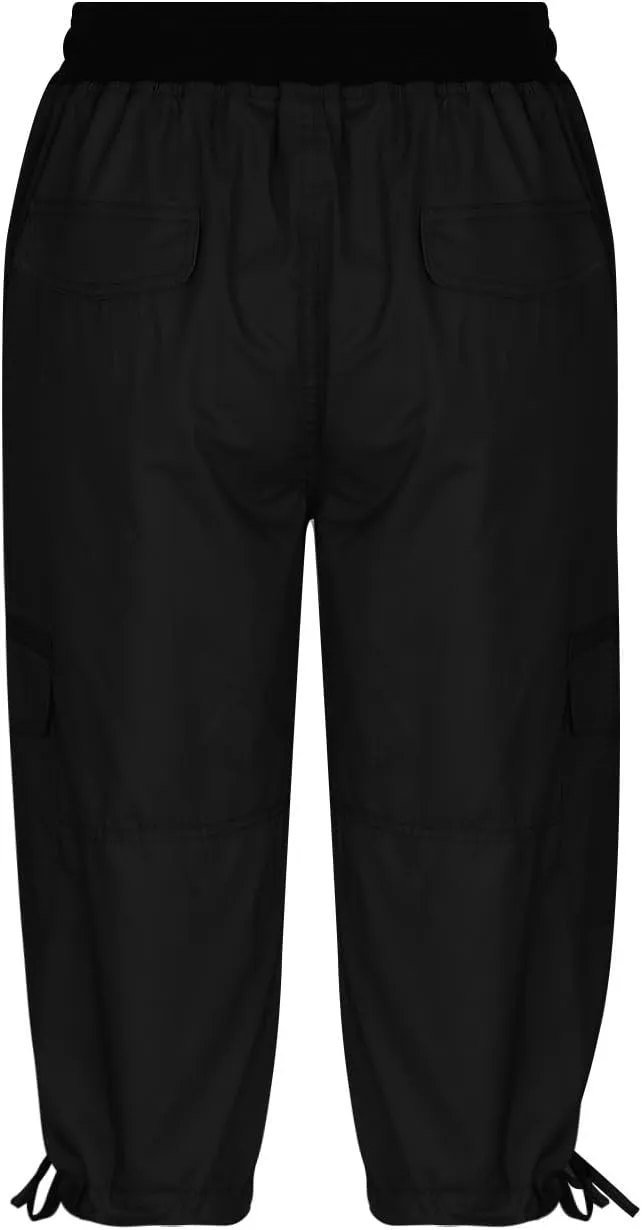 Cotton Cargo Capris for Women with Pockets Plus Size High Waisted Light Weight Hiking Travel Pants Trousers