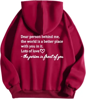 Dear Person Behind Me Hoodie Sweatshirts Letter Pullover Tops Trendy Comfort Sweatshirts Cute Fall Fashion Clothes