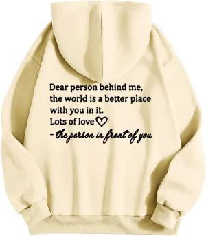 Dear Person Behind Me Hoodie Sweatshirts Letter Pullover Tops Trendy Comfort Sweatshirts Cute Fall Fashion Clothes