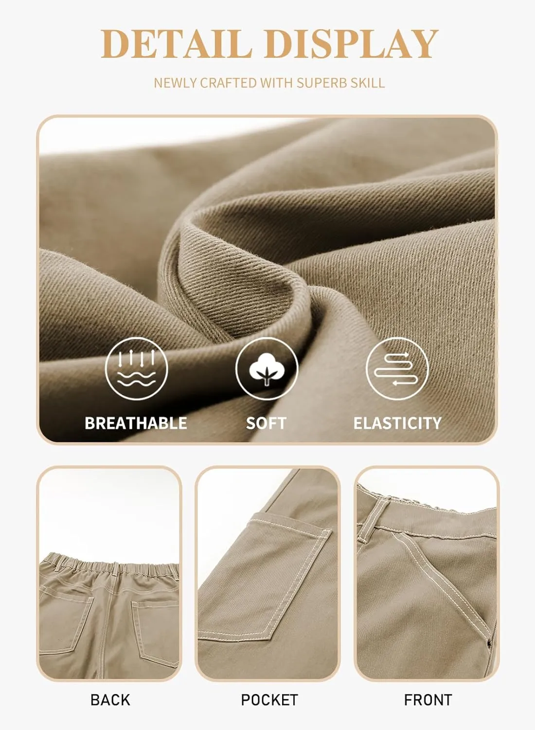 Eytino Womens Plus Size Cargo Pants High Waisted Stretch Wide Leg Baggy Pants Casual Trousers with Pockets(1X-5X)
