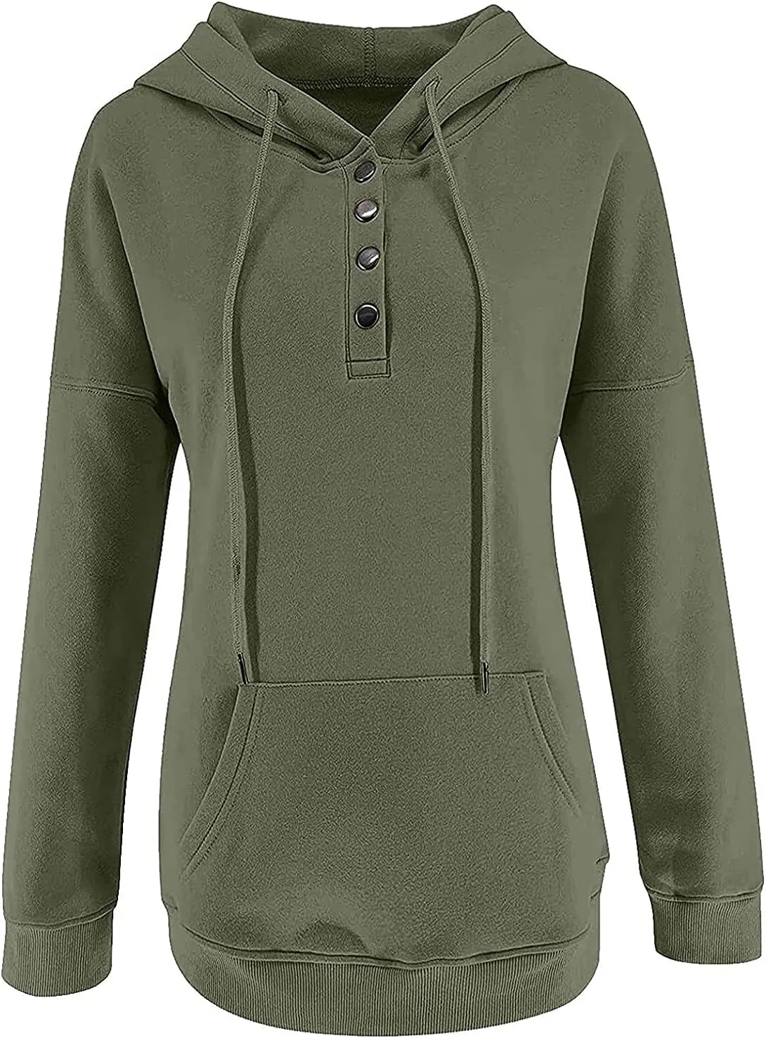 Fall Oversized Women's Sweatshirts Lightweight Solid Y2k Hoodies Casual Button Long Sleeve Drawstring Pullover Tops