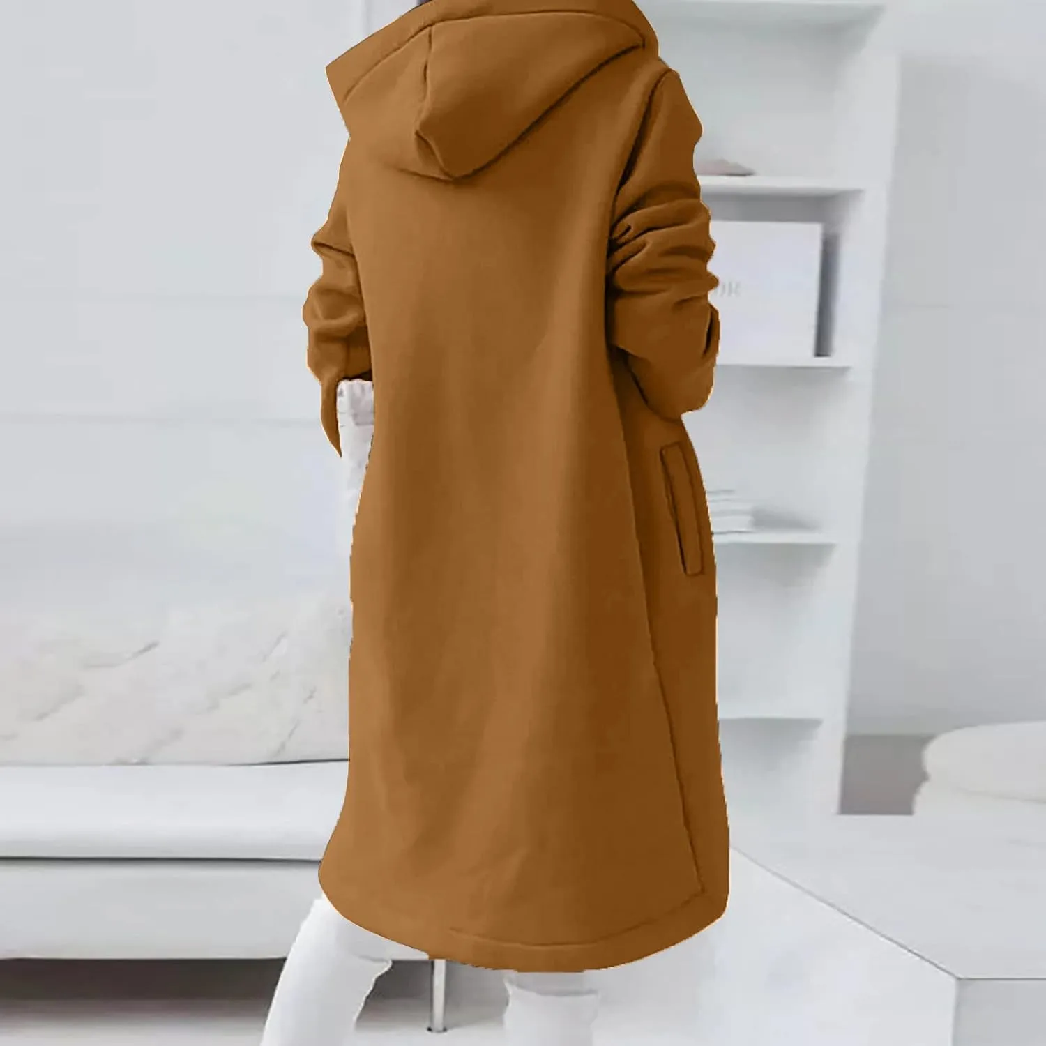 fartey Zip Up Hoodie Women Casual Oversized Long Hoodies Long Sleeve Drawstring Asymmetrical Tunic Sweatshirts With Pockets