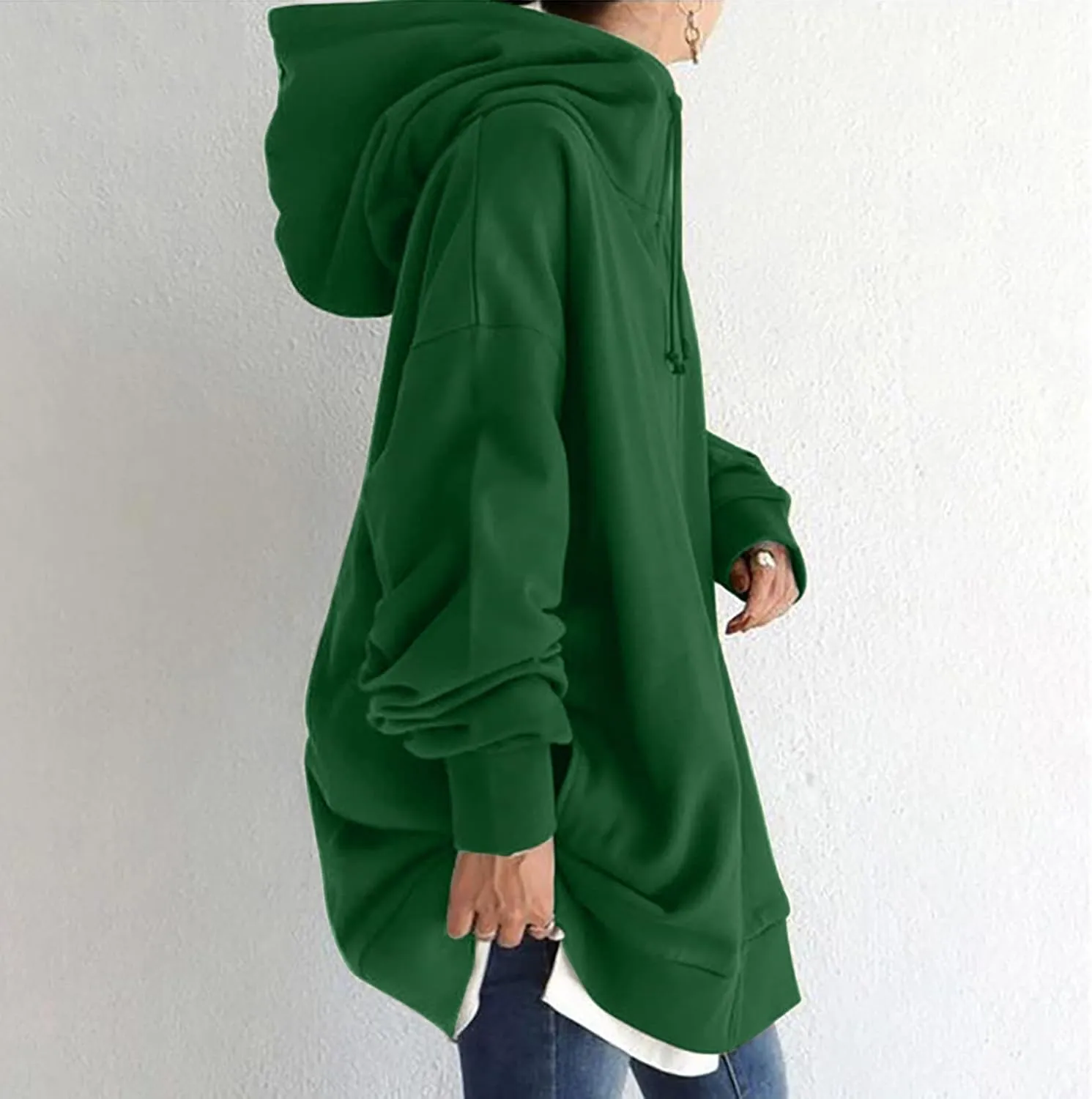 fartey Zip Up Hoodie Women Oversized Loose Baggy Long Sweatshirts Casual Drawstring Long Sleeve Y2K Jackets With Pockets