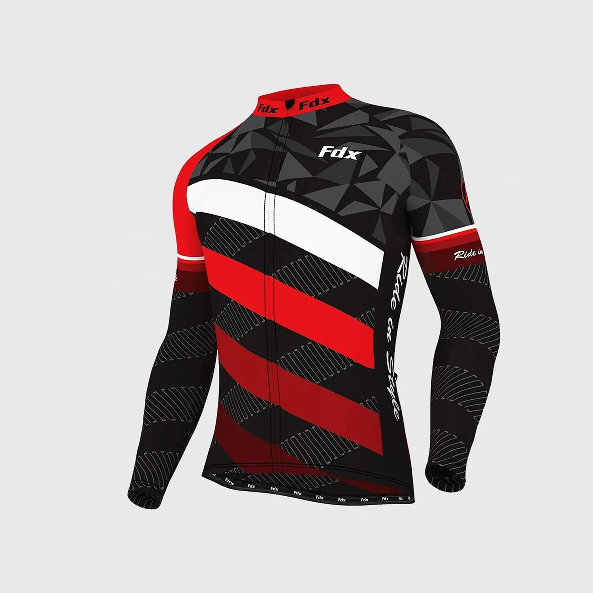 Fdx Men's Set Equin Thermal Roubaix Long Sleeve Cycling Jersey & Bib Tights - Red