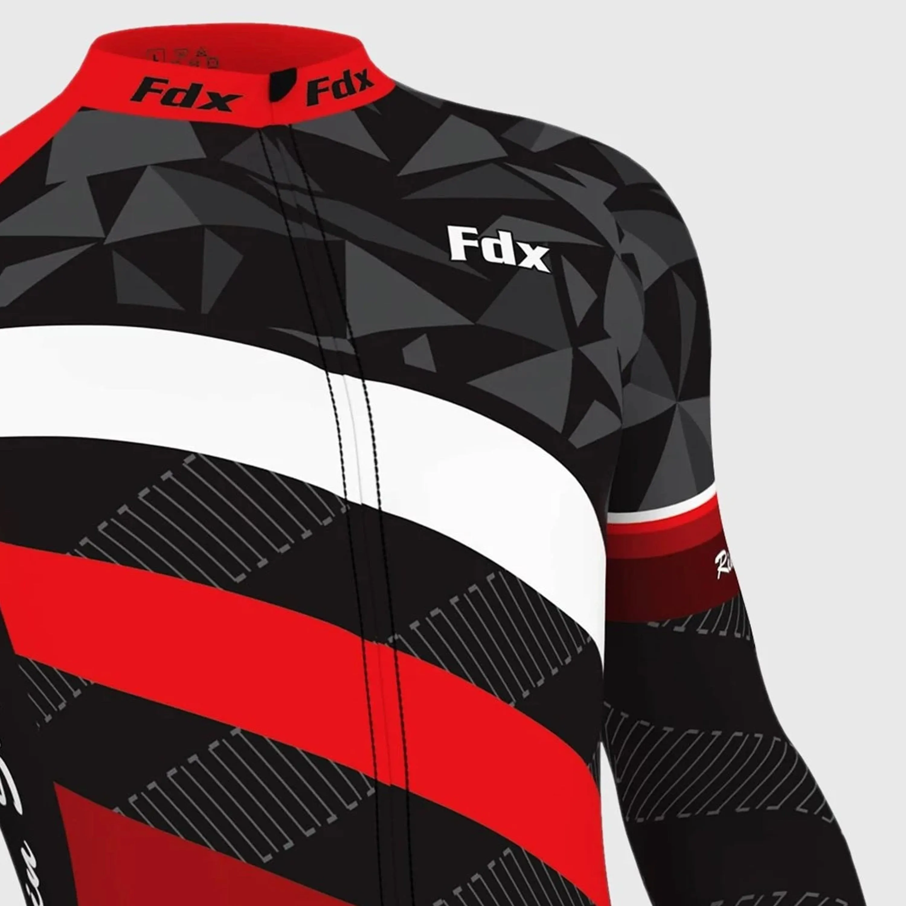 Fdx Men's Set Equin Thermal Roubaix Long Sleeve Cycling Jersey & Bib Tights - Red