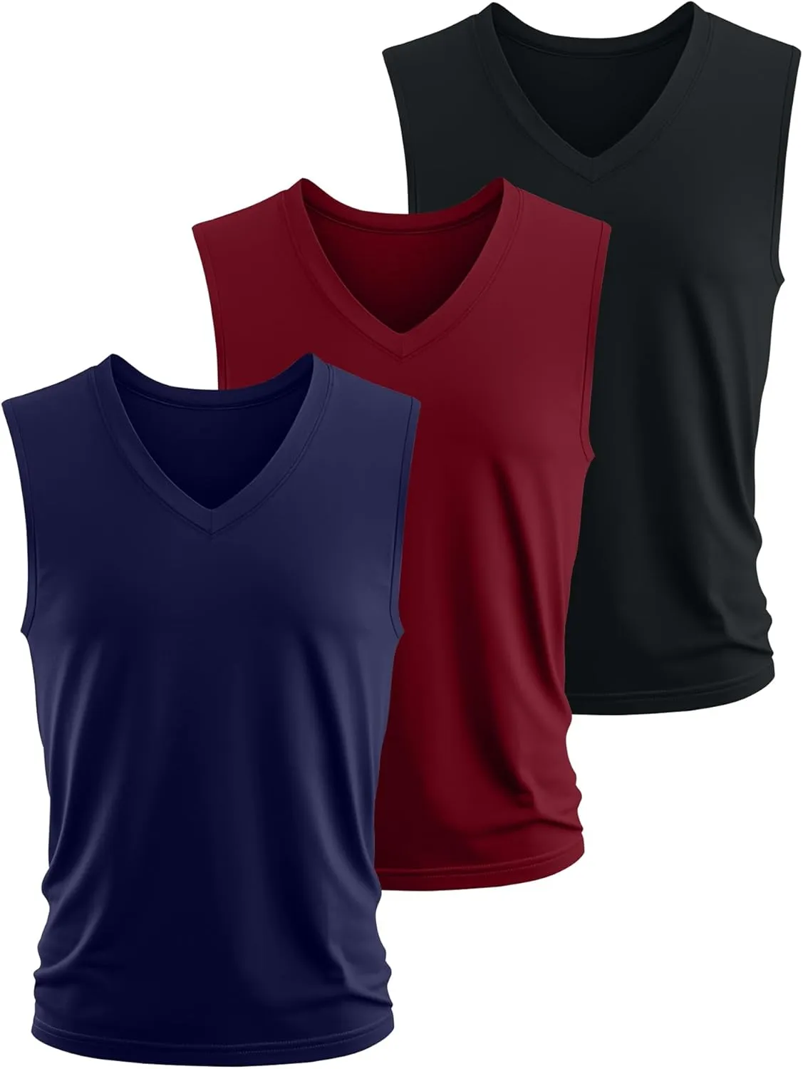 Ficerd 3 Pack Men's Big and Tall Workout Tank Tops, Cotton V Neck Sleeveless Gym Muscle T-Shirts Athletic Tee Summer Vest Top