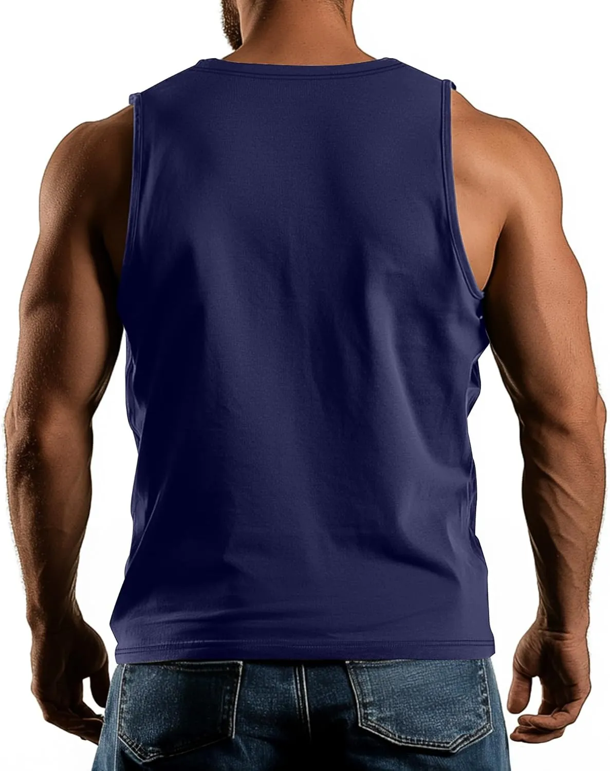 Ficerd 3 Pack Men's Big and Tall Workout Tank Tops, Cotton V Neck Sleeveless Gym Muscle T-Shirts Athletic Tee Summer Vest Top