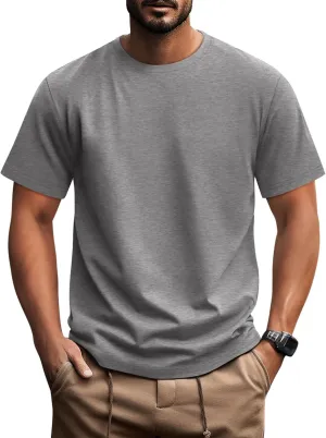 Ficerd Men's Big and Tall Shirt Short Sleeve Summer Cotton Tee Crew Neck Oversize Top Casual Loose Fit Knitted T Shirt M-7XL