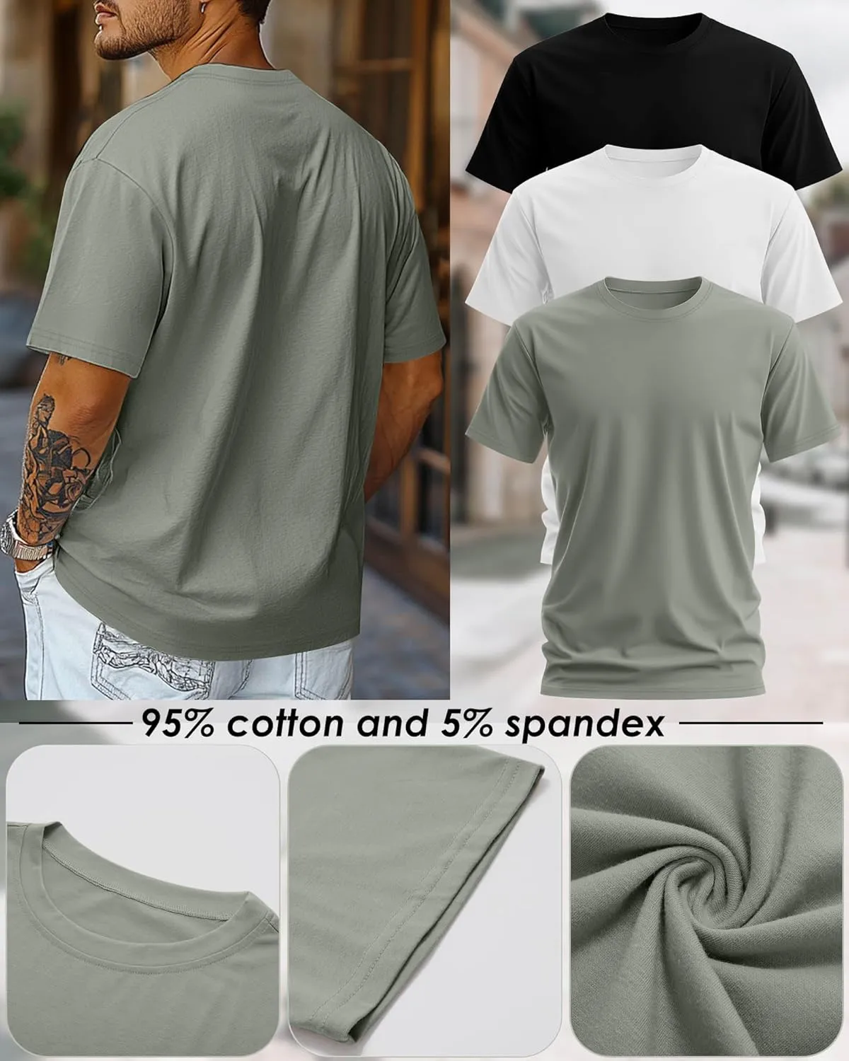Ficerd Men's Big and Tall Shirt Short Sleeve Summer Cotton Tee Crew Neck Oversize Top Casual Loose Fit Knitted T Shirt M-7XL
