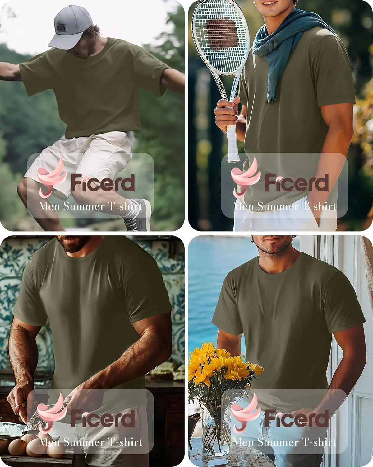 Ficerd Men's Big and Tall Shirt Short Sleeve Summer Cotton Tee Crew Neck Oversize Top Casual Loose Fit Knitted T Shirt M-7XL