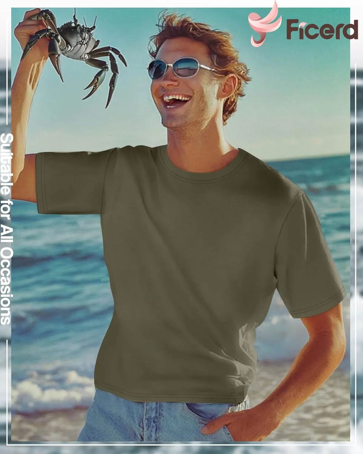 Ficerd Men's Big and Tall Shirt Short Sleeve Summer Cotton Tee Crew Neck Oversize Top Casual Loose Fit Knitted T Shirt M-7XL