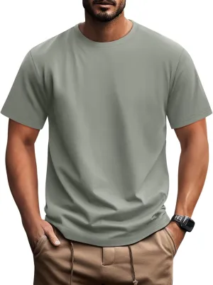 Ficerd Men's Big and Tall Shirt Short Sleeve Summer Cotton Tee Crew Neck Oversize Top Casual Loose Fit Knitted T Shirt M-7XL