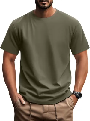 Ficerd Men's Big and Tall Shirt Short Sleeve Summer Cotton Tee Crew Neck Oversize Top Casual Loose Fit Knitted T Shirt M-7XL