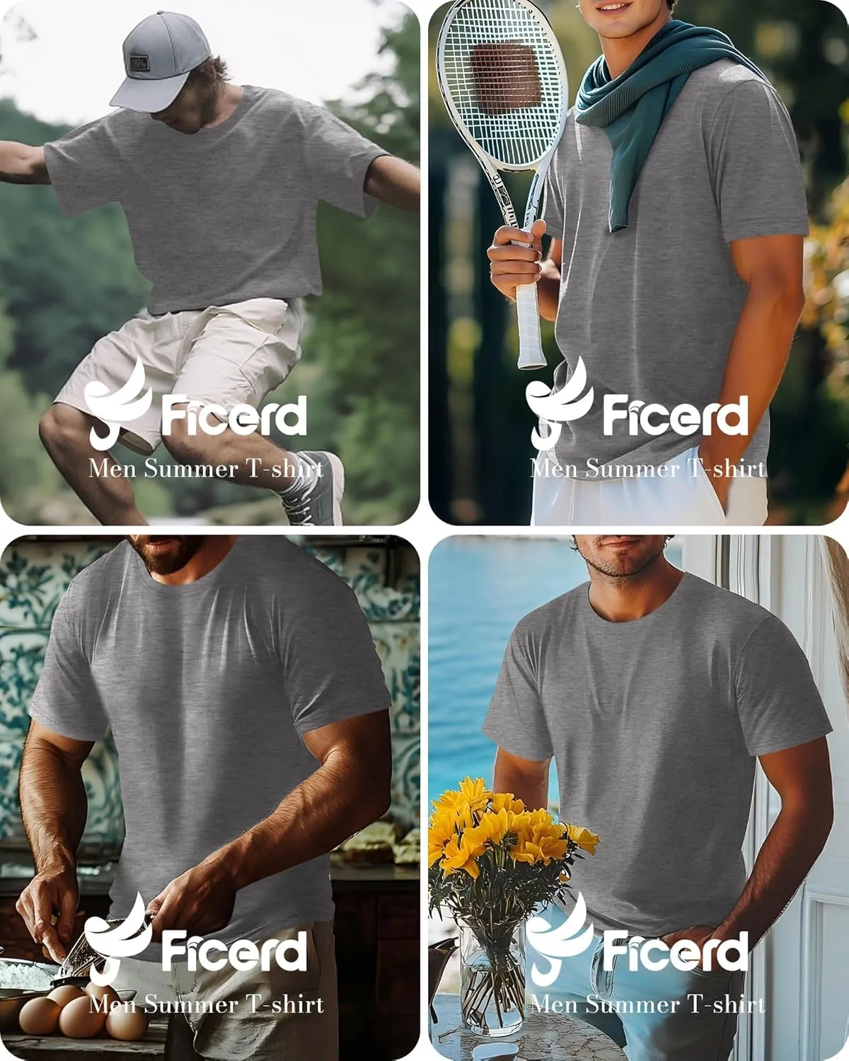 Ficerd Men's Big and Tall Shirt Short Sleeve Summer Cotton Tee Crew Neck Oversize Top Casual Loose Fit Knitted T Shirt M-7XL