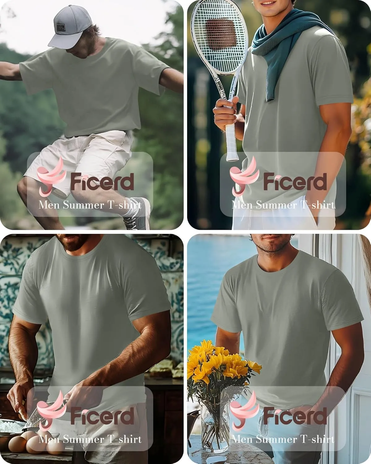 Ficerd Men's Big and Tall Shirt Short Sleeve Summer Cotton Tee Crew Neck Oversize Top Casual Loose Fit Knitted T Shirt M-7XL