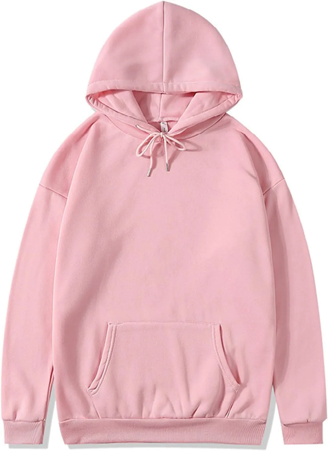 Fleece Hoodie Women Lightweight Drop Shoulder Oversized Sweatshirt Drawstring Casual Plush Workout Hoodies w/Pockets