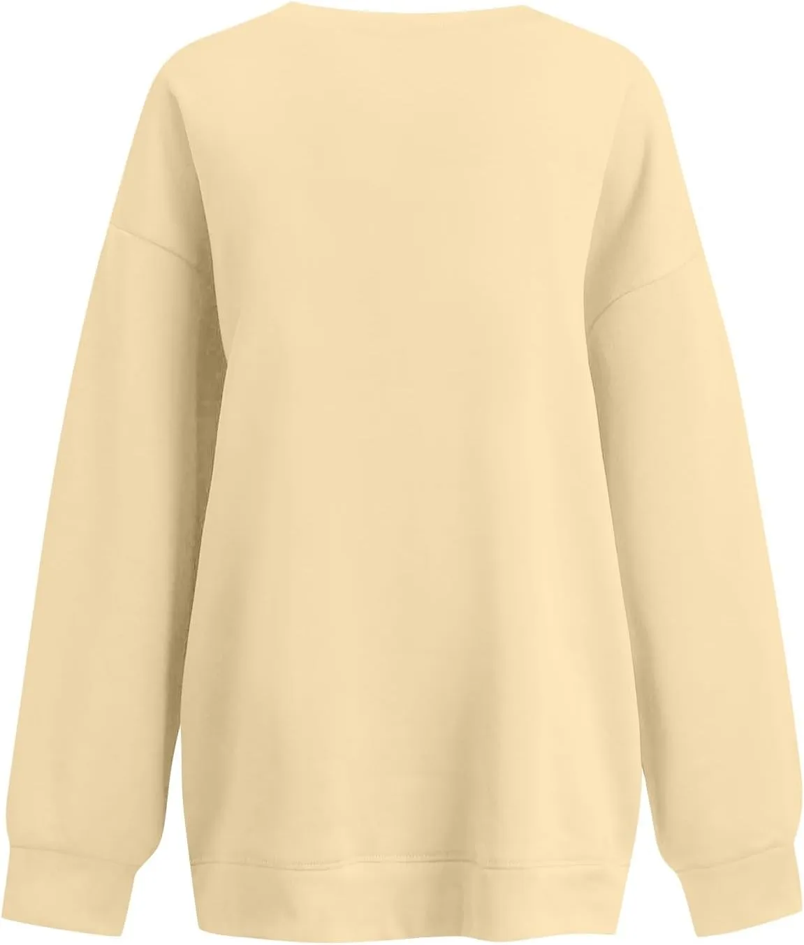 Fleece V Neck Sweatshirt Women Plain Drop Shoulder Oversized Sweatshirts Casual Baggy Comfy Soft Cotton Pullover Tops