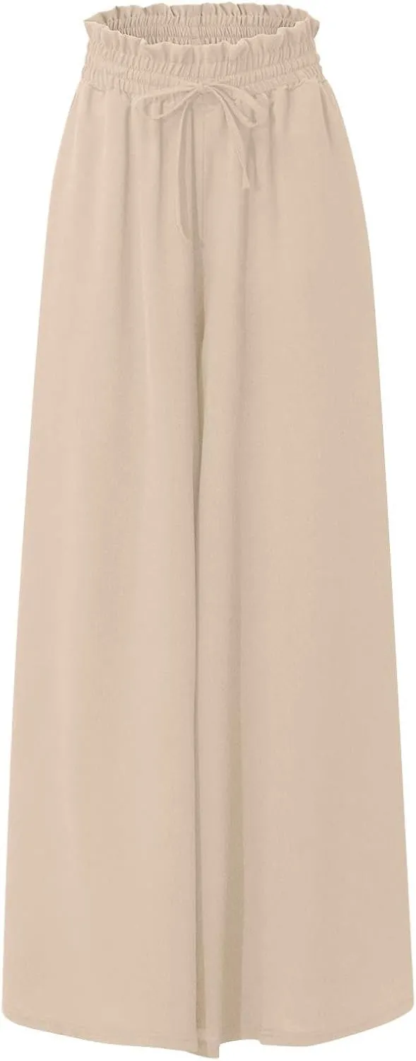 Flowy Pants for Women Wide Leg Palazzo Pants High Waisted Pant 2024 Summer Lounge Floral Print Boho Beach Trousers