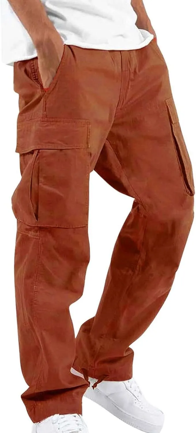 FZVYD Men's Slim Fit Pants Mens Joggers Cargo Pants Fashion Casual Sweatpants Work Pants Drawstring Loose Trousers Pockets