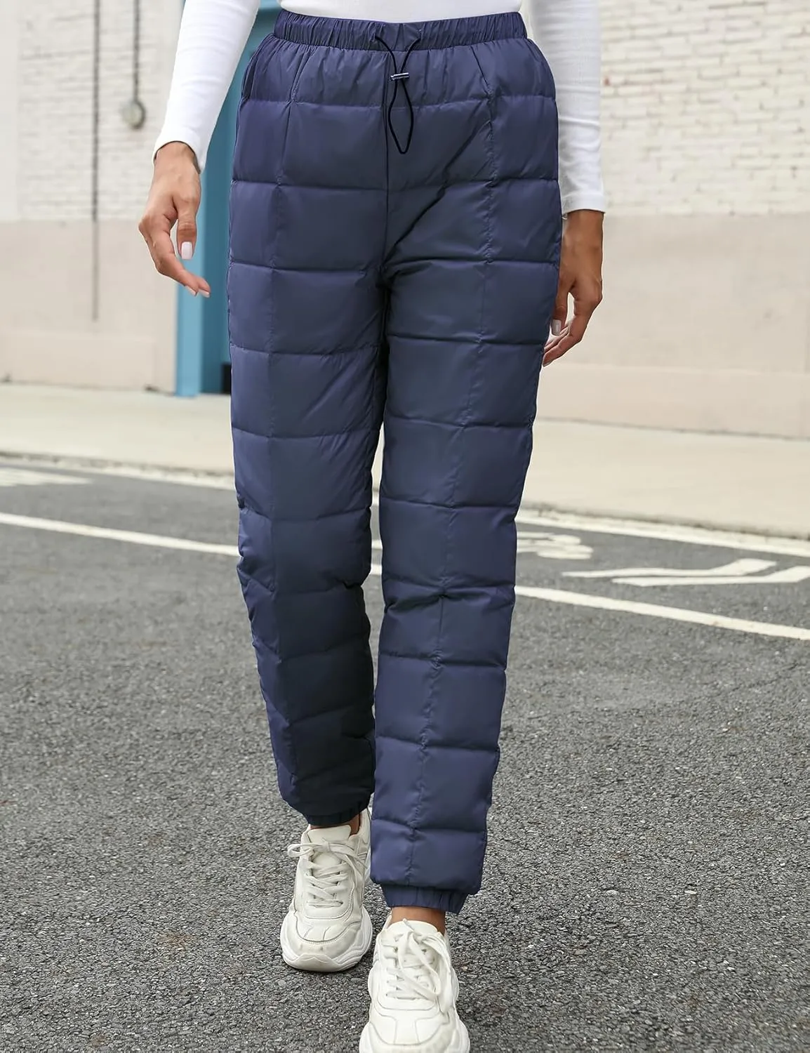 Gihuo Snow Pants Womens Winter Windproof Down Pants Warm Outdoor Ski Pants Padded Loose Ultralight Warm Trousers