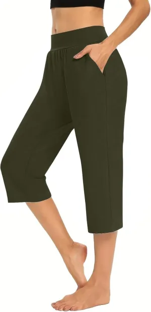 GOKKILRW Women Capri Pants High Waist Yoga Crop Athletic Trousers Straight Leg Pajama Pants Capris Sweatpants Casual Joggers