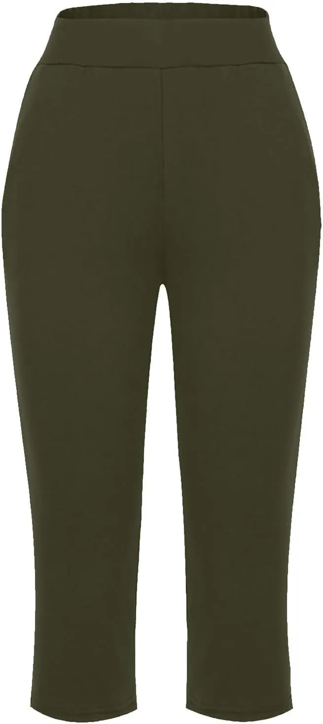 GOKKILRW Women Capri Pants High Waist Yoga Crop Athletic Trousers Straight Leg Pajama Pants Capris Sweatpants Casual Joggers