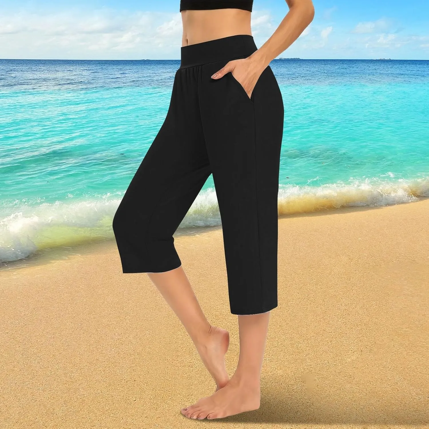 GOKKILRW Women Capri Pants High Waist Yoga Crop Athletic Trousers Straight Leg Pajama Pants Capris Sweatpants Casual Joggers