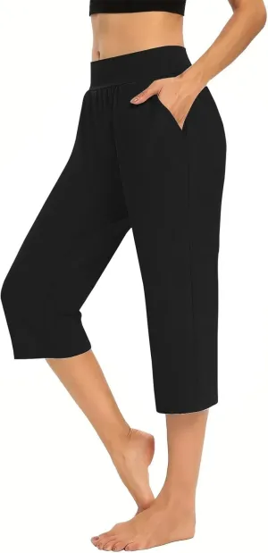 GOKKILRW Women Capri Pants High Waist Yoga Crop Athletic Trousers Straight Leg Pajama Pants Capris Sweatpants Casual Joggers