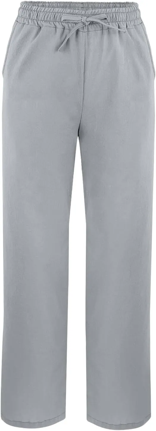 GOKKILRW Womens Linen Pants with Pockets High Waist Comfy Hippie Gauze Pants Casual Lightweight Loose Beach Vacation Trousers