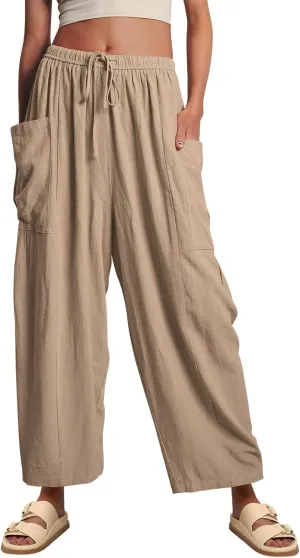 Guteidee Womens Linen Wide Leg Pants 2024 Casual Loose Lightweigt Beach Palazzo Harem Pants